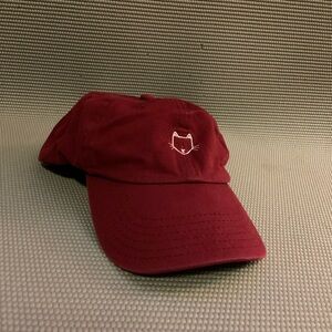 Minimalist Cat Embroidered Maroon Clasp Back Baseball
